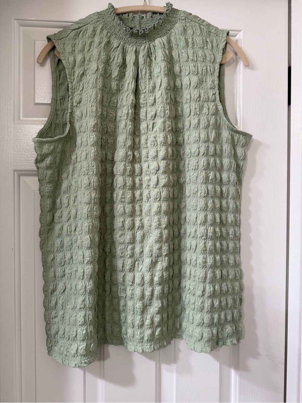 Fred David Sage Green Textured Sleeveless Top - L